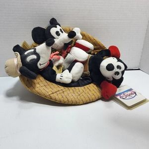 Mickey Mouse Classic Comic Bean Bag Set 8" Set of 3 Plush in a Hat Disney Store